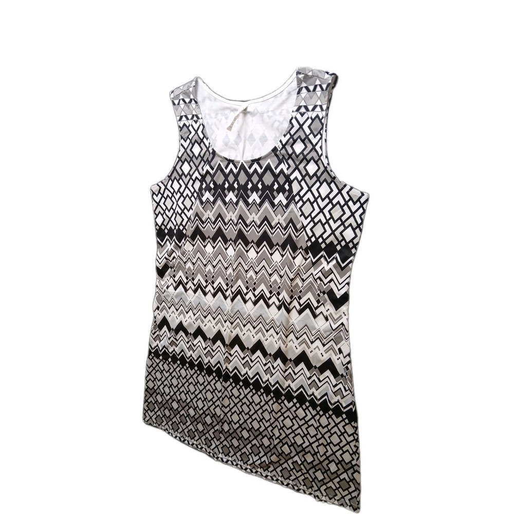 Aventure Dress Graphic Print Sheath Dress Large Career Workwear BlackWhite #497C